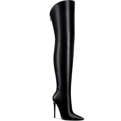 The Scorpio Pointed Toe Thigh High Boot - Black - Femme LA Boots