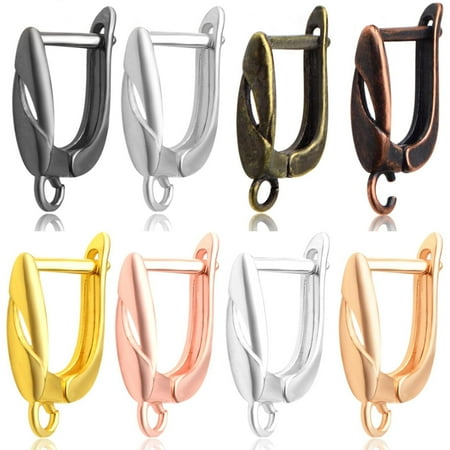 16pcs 8 Colors Rectangle French Earring Hooks Hypoallergenic Brass Leverback Earring Hooks Ear Wire with Open Loop for DIY Earrings Design Jewelry Making Accessories