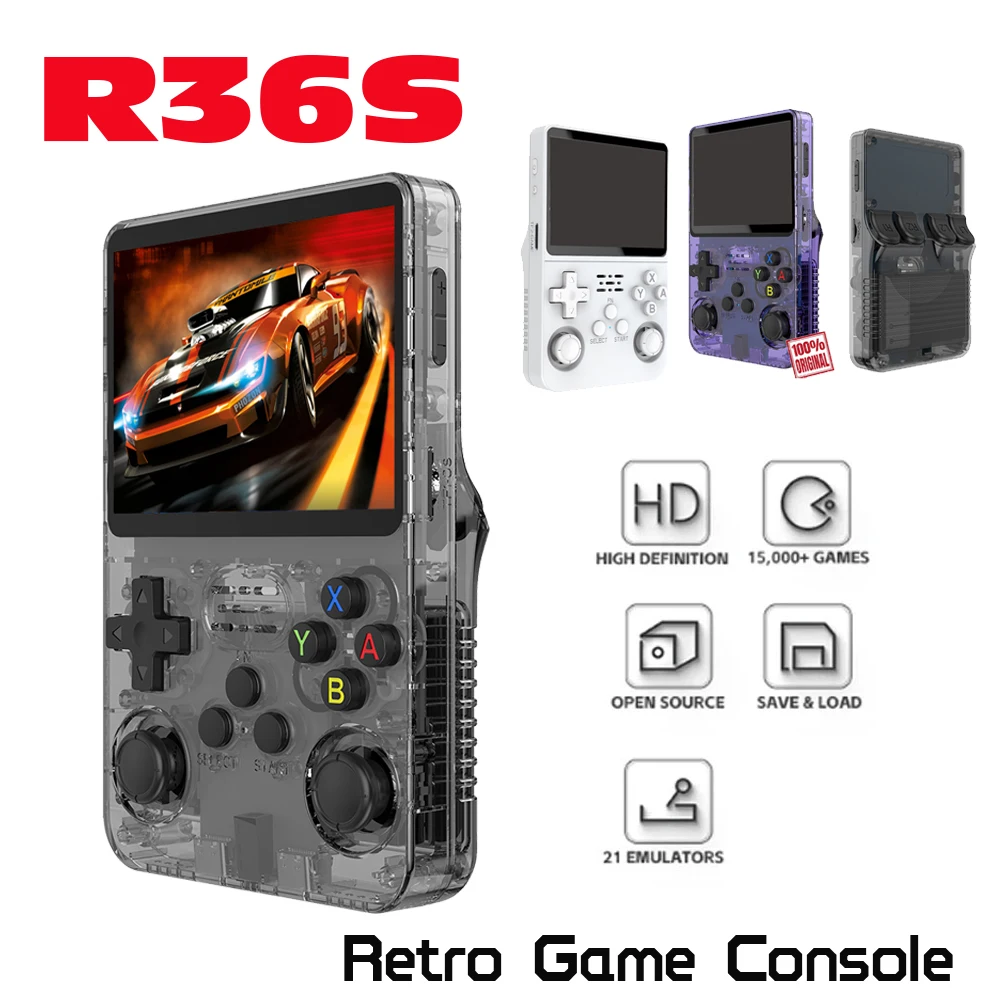 20000 jeux console de jeu rétro R36S 3,5 pouces système open source Linux console de jeu portable avec 64G pour cadeaux pour enfants