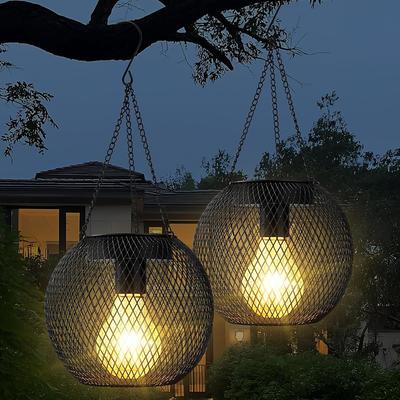 Halloween Outdoor Decorations, Solar Pumpkin Lights for Porch, Yard Garden, Fall Orange LED Hanging Lanterns, Light Up Illuminated Pumpkins, Cute Solar Powered Decor for Outside