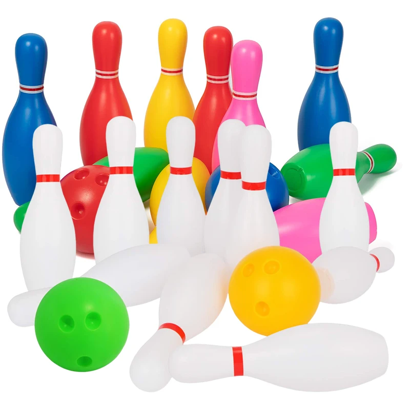 Mini Bowling Set Plastic 2Ball and 10Pins Outdoor Sports Indoor Exercise Entertainment Props Gutterball Funny Bowling Set TMZ