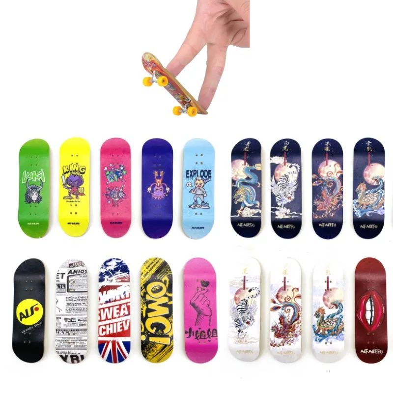 Mini Wooden Finger Skateboard Fingerboard Colourful Skatepark Maple Double Rocker Sport Bearing And Palm Slide Board Desktop Toy