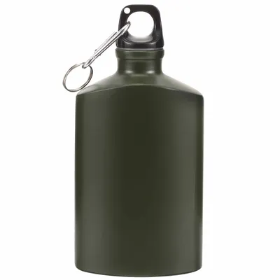 Aluminum Alloy Flat Canteen Water Bottle For Hiking Camping Expedition Travel Picnic Portable Water Bag With Hook