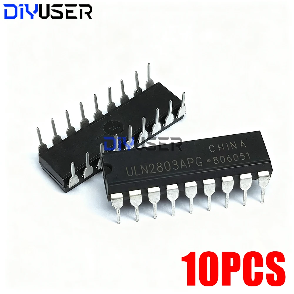 10 Stück ULN2803APG DIP18 Original IC, Darlington Transistor Array Treiber, 50 V 500 mA für Schrittmotor Relais Arduino PLC Image