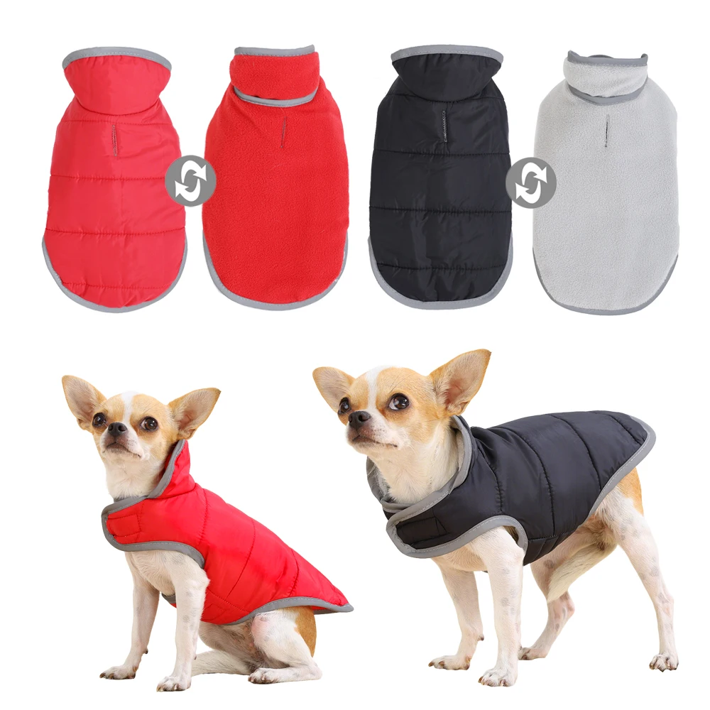 Wende-Welpenkleidung, warmer Wintermantel für kleine und mittelgroße Hunde, Katzen, wasserdichte reflektierende Hundejacke, französische Bulldogge, Haustier-Outfits Image