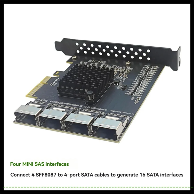 Practical-SATA Pcie Adapter 4 Ports SFF-8087 To 16-Port SATA3.0 Expansion Card SATA3.0 Controller For Win10/11/2003/Linux