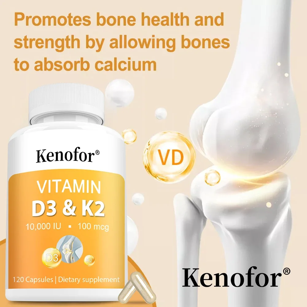 Vitamin D3 and K2 Softgels - Improves Absorption, Digestion, Maintains Health, Supports Bone and Joint Health, Immune System