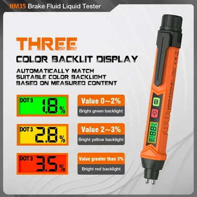 HOMTOOLS HM35 Bremsflüssigkeitstester LCD Digitaler Öldetektionsstift für Automobile mit Alarm Automatisches Lesen von Kfz-Werkzeugen