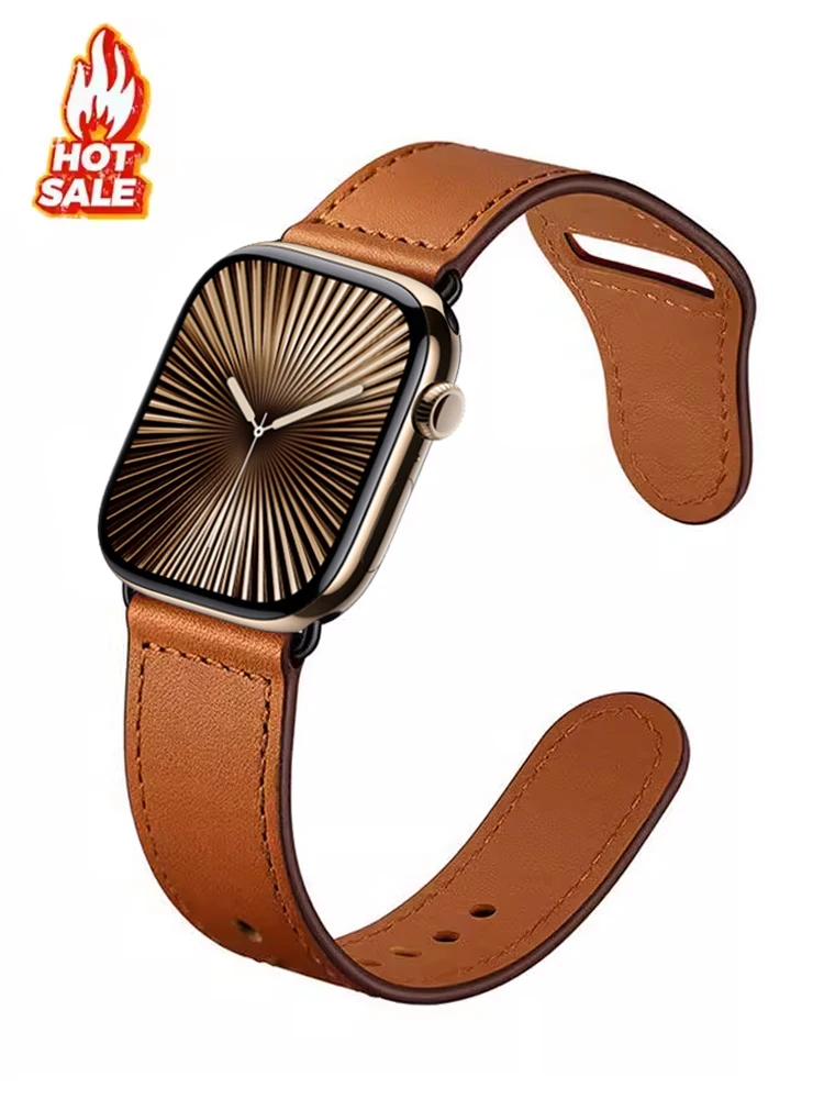 Leder für Apple Watch 10 Band 9 8 7 4 5 6 SE Ultra2 49 mm 46 mm 45 mm 44 mm 42 mm 41 mm 40 mm Armband Armband Correa iWatch Riemen Image