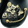 18-teiliges Schuh-Charm-Set, schwarzer Bär, Schmetterling, goldene Perlenkette, Schuhdekorationen, Schnalle für Sandalen, Clogs, DIY-Zubehör, Party-Geschenk