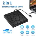 Unità DVD RW esterna 2 in 1 USB 3.0 Tipo C Slim DVD VCD Scrittore CD Masterizzatore Lettore Unità ottica portatile per PC portatile