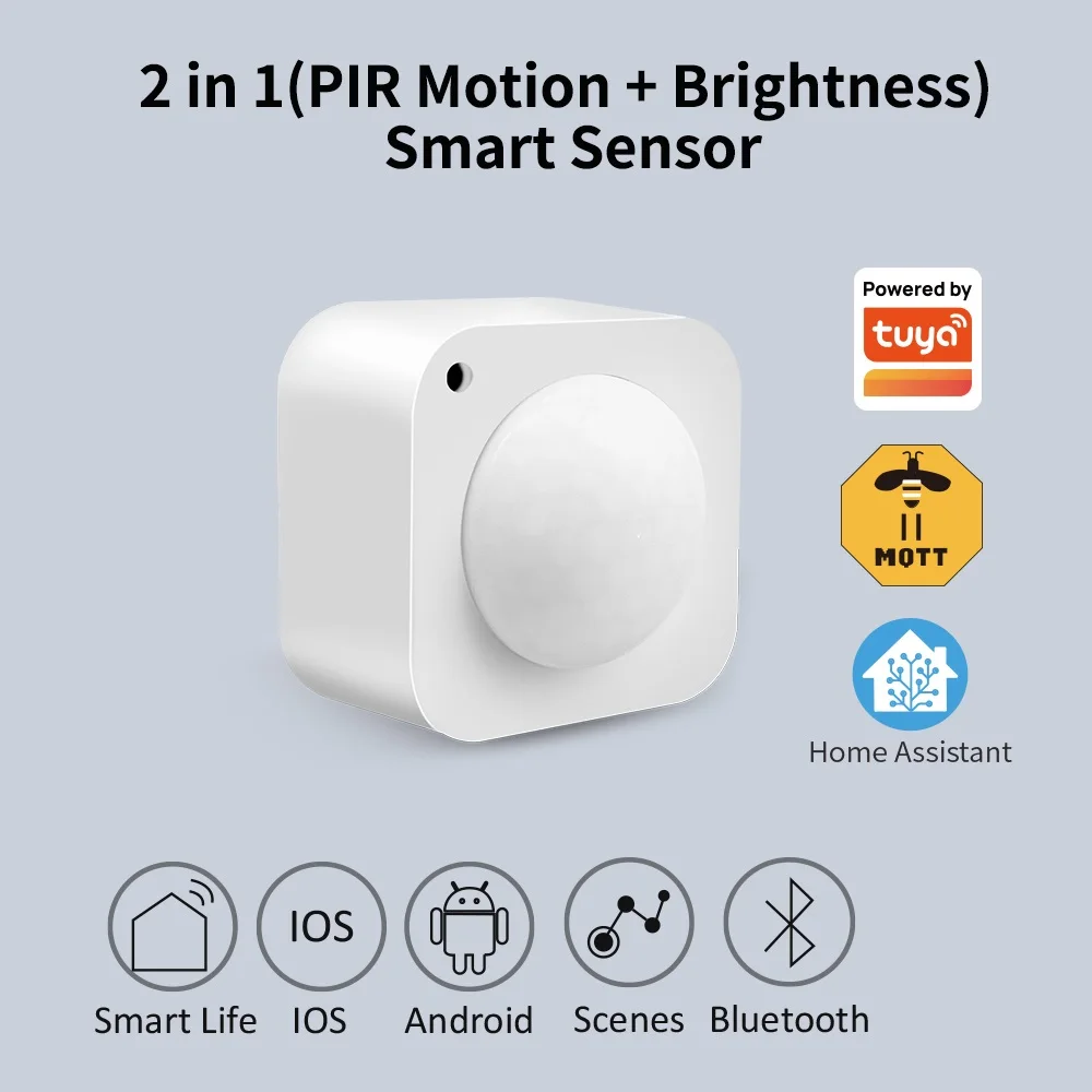 tuya ZigBee 2in1 PIR Motion Brightness Smart Sensor Menschlicher Bewegungsmelder Eingebauter Lichtsensor Funktioniert mit Home Assistant