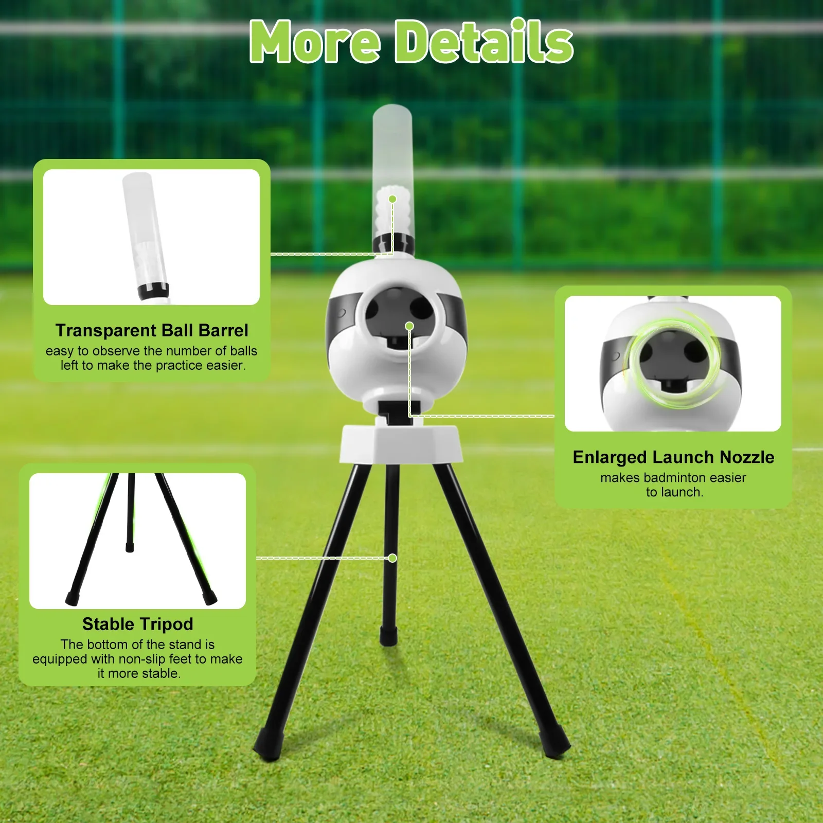 Automatic Badminton Serve Machine for Self Training, Portable Two Power Modes for Beginners Pitching for Indoor Outdoor use