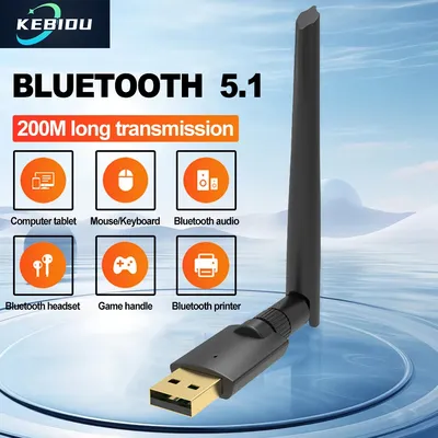 USB Bluetooth 5.1 Adapter 200 Meter große Reichweite für Windows 7/8.1/10/11/Linux Tastatur Maus Bluetooth Dongle Empfänger Sender