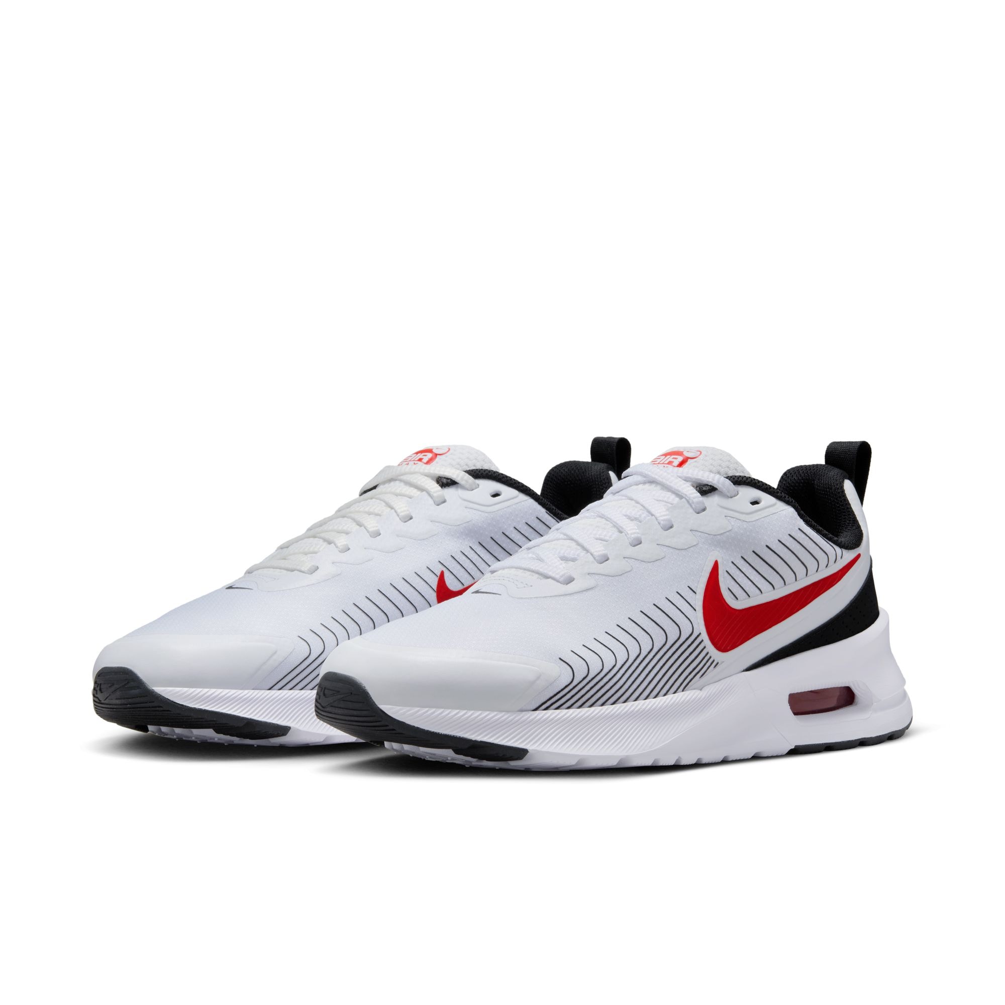 Sneaker NIKE SPORTSWEAR "AIR MAX NUAXIS", Gr. 47, weiß, university rot, schwarz, weiß, Schuhe
