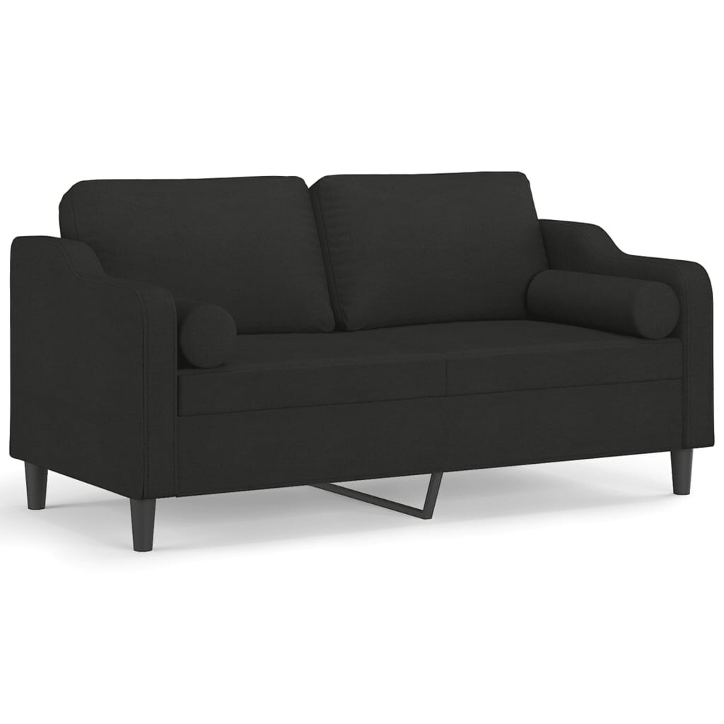 vidaXL 2-Sitzer-Sofa mit Zierkissen Schwarz 140 cm Stoff Image