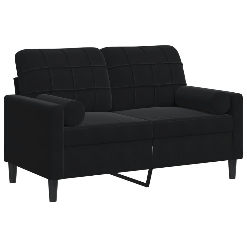 vidaXL 2-Sitzer-Sofa mit Zierkissen Schwarz 120 cm Samt Image