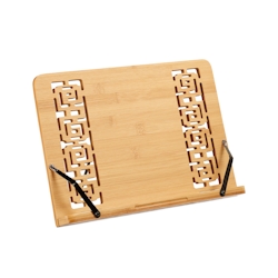 Relaxdays Buchständer, verstellbarer Kochbuchhalter aus Bambus, 5 Stufen, klappbar, für Tisch, HBT 24 x 34 x 21cm, natur Image