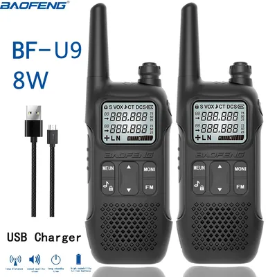 2PCS/4PCS Baofeng BF-U9 Mini Walkie Talkie UHF USB Charger FM VOX NOAA Flashlight Portable Ham Radios BF-T8 For Hunting