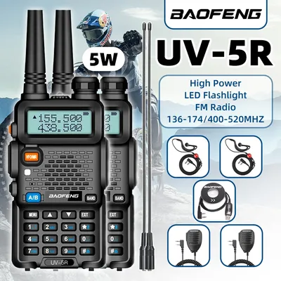 1/2X Baofeng UV-5R High Power Dual Band Long Range Walkie Talkie 128CH VHF UHF 5W uv5r Portable Handheld Hunting Two way Radio