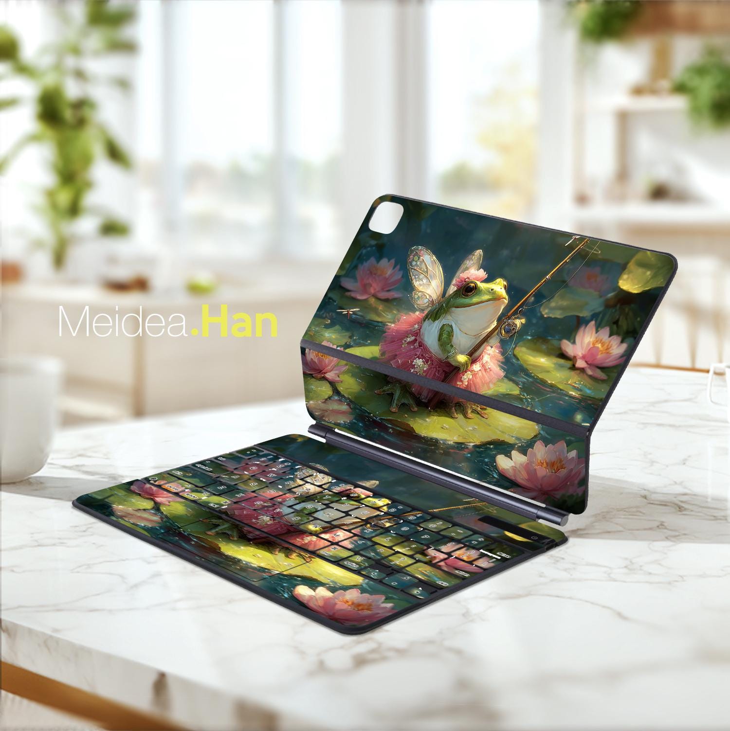 Adesivo per tastiera Smart Skin per iPad 11 con motivo a rana pescatrice, regalo per lei, tastiera magica Smart Keyboard Folio, tastiera magica Folio