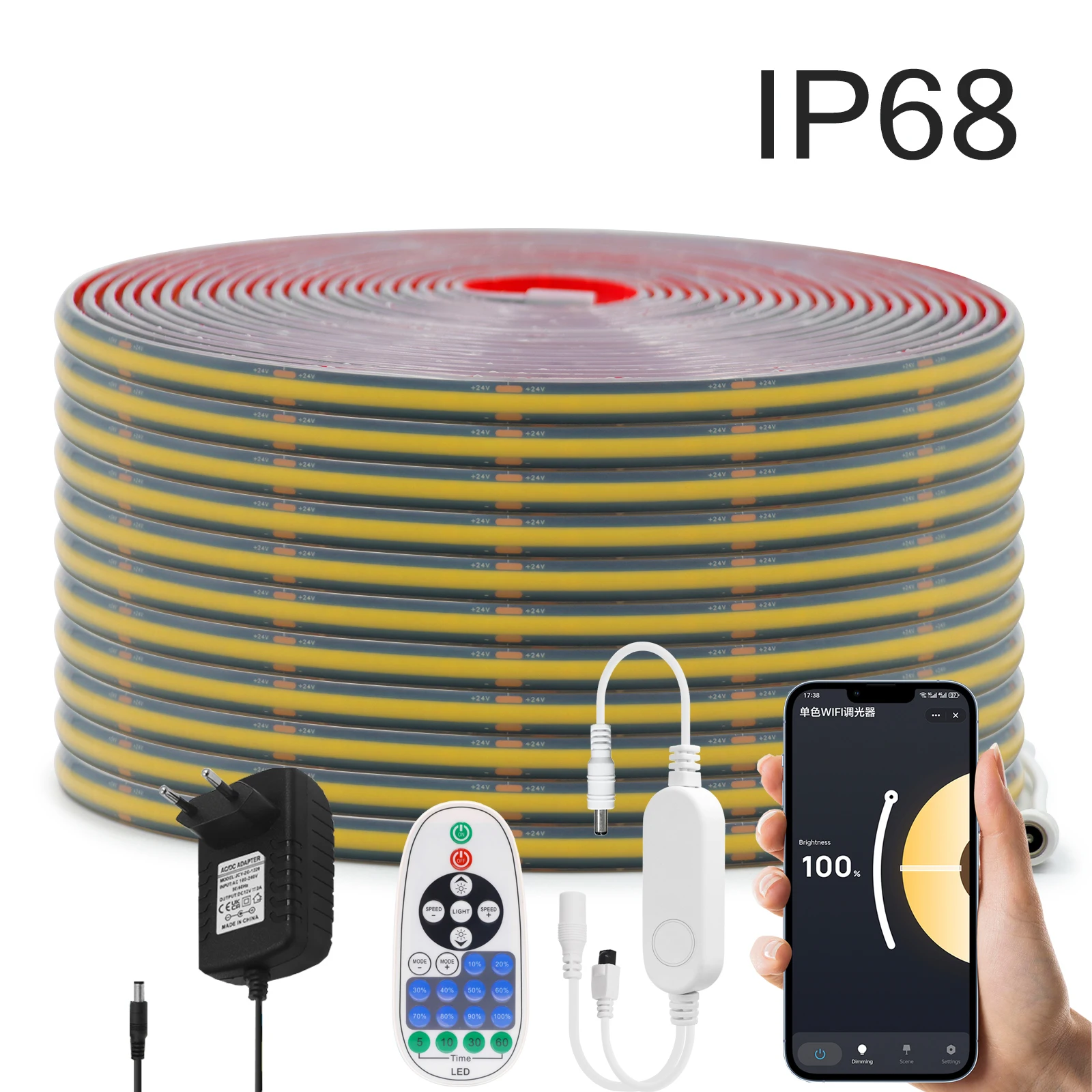 Striscia LED COB WiFi Bluetooth IP68 Impermeabile 320 LED/m 1M 2M 3M 5M 10M Luci LED COB dimmerabili bianche/naturali/bianco caldo 12V 24V