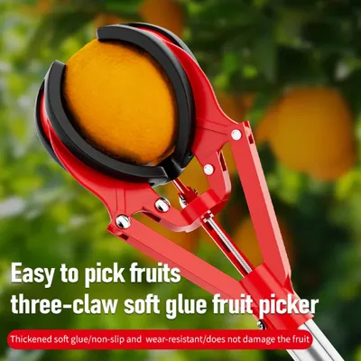 Orchard Soft Rubber Three-claw Fruit Picker -Durable Fruit Harvesting Tool,Protects Fruits from Damage,Suitable for Apples,Pears