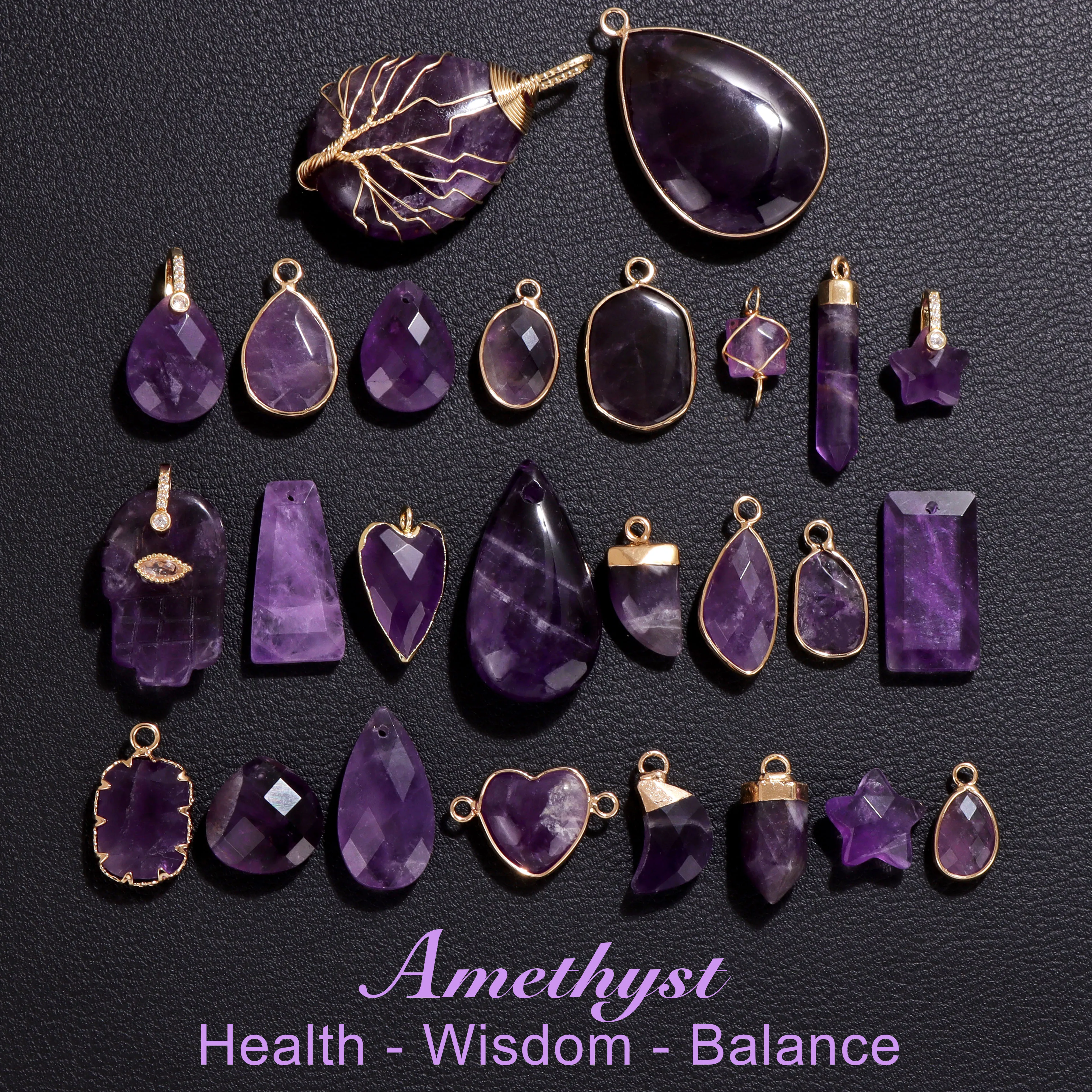 2PCS Naturstein Amethysten Anhänger Unregelmäßige Lila Quarz Kristall Perlen Charms für Schmuck Machen DIY Halskette Zubehör Image