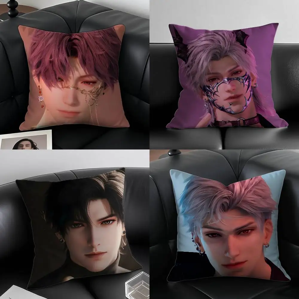 Game Love And D-Deepspace Sylus Kissenbezug, Anti-Dustmite-Kissenbezug, unsichtbarer Reißverschluss, seidiger, kurzer Plüsch, Sofakissenbezug Image