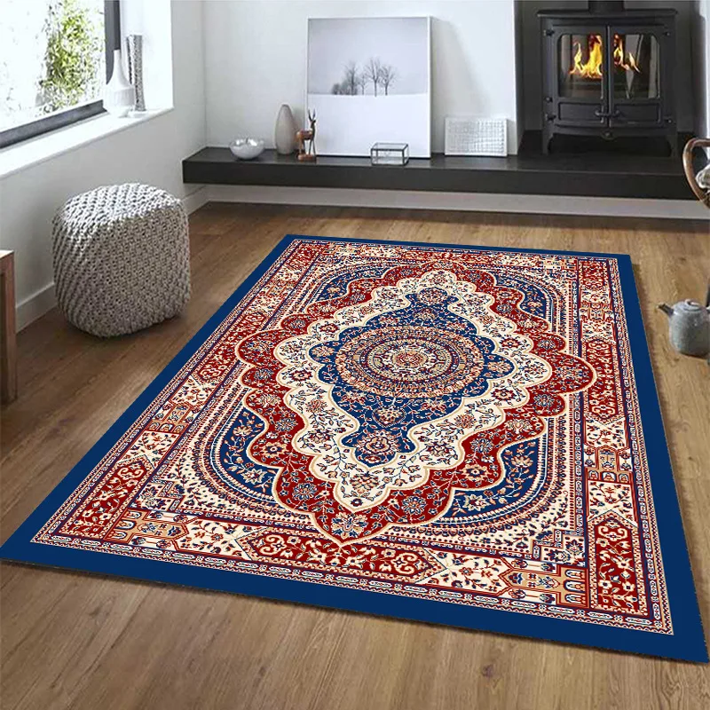 VIKAMA Ethnic Wave Teppich, Heimdekoration, Winterwärme, weich und rutschfest, wasserabsorbierend, Fußmatten für Wohnzimmer und Schlafzimmer Image