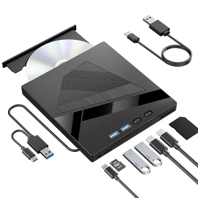 Tragbares CD/DVD-Laufwerk, USB 3.0 Typ C, externer CD-RW-Brenner, DVD-Player, Leser, optische Laufwerke für Laptop, PC, Netbook