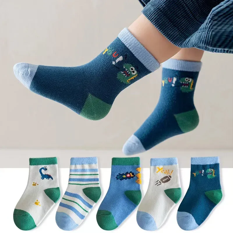 5 Paar Kinder Jungen Socken Tennis Kinder Sport Schule Studenten Socken Frühling Herbst Weiche Baumwolle Kleinkind Mid Tube Mädchen Sportsocke Image