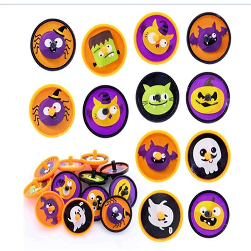 20/40 stücke Bunte Kunststoff Spinning Gyro Spielzeug Halloween Thema Serie Kreisel Behandeln Kinder Halloween Party Favor Geschenk Tasche füller Image