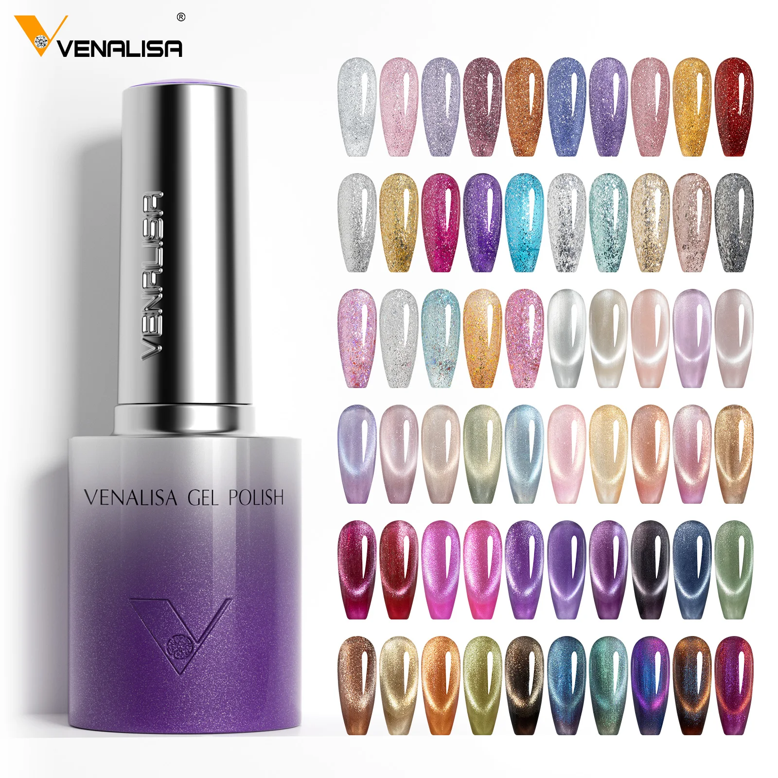 Venalisa 10 ml Hema & TPO Free Ultra Cat Eye Effect Nagelgelpoliermittel Soak Off UV LED Long Wear Sparkle Bling Gel Lack Image
