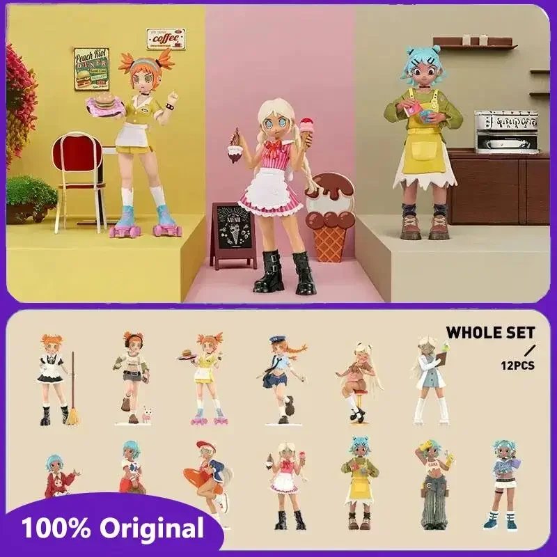 POP MART Peach Riot Rush Hour Serie Blind Box Guess Bag Spielzeug Puppe Nette Action Anime Figur Desktop Ornamente Sammlung Geschenk