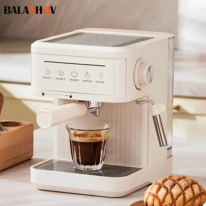 Elektrische italienische Espressomaschine, 20-Bar, halbautomatisch, professionelle Espressomaschine, Cappuccino-Kaffeemaschine, Milchaufschäumer Image
