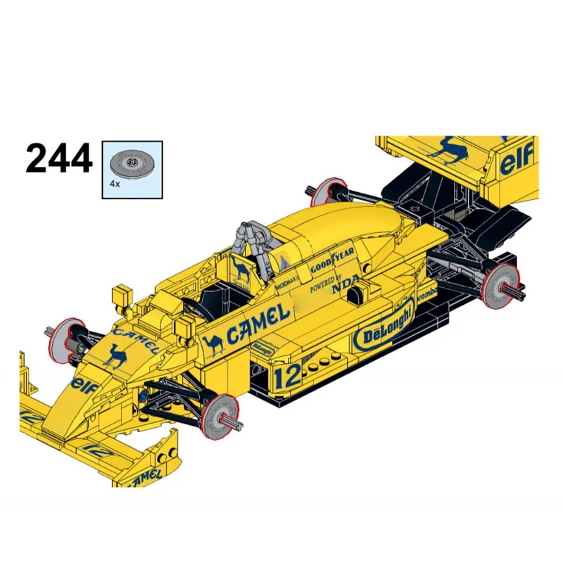 MOC-220329 Neue Lotus 99T Gelbe Formel Auto Sportwagen Bausteine Modell 738 PartsMOC Kreative Jungen Kinder Geburtstag Spielzeug geschenk Image