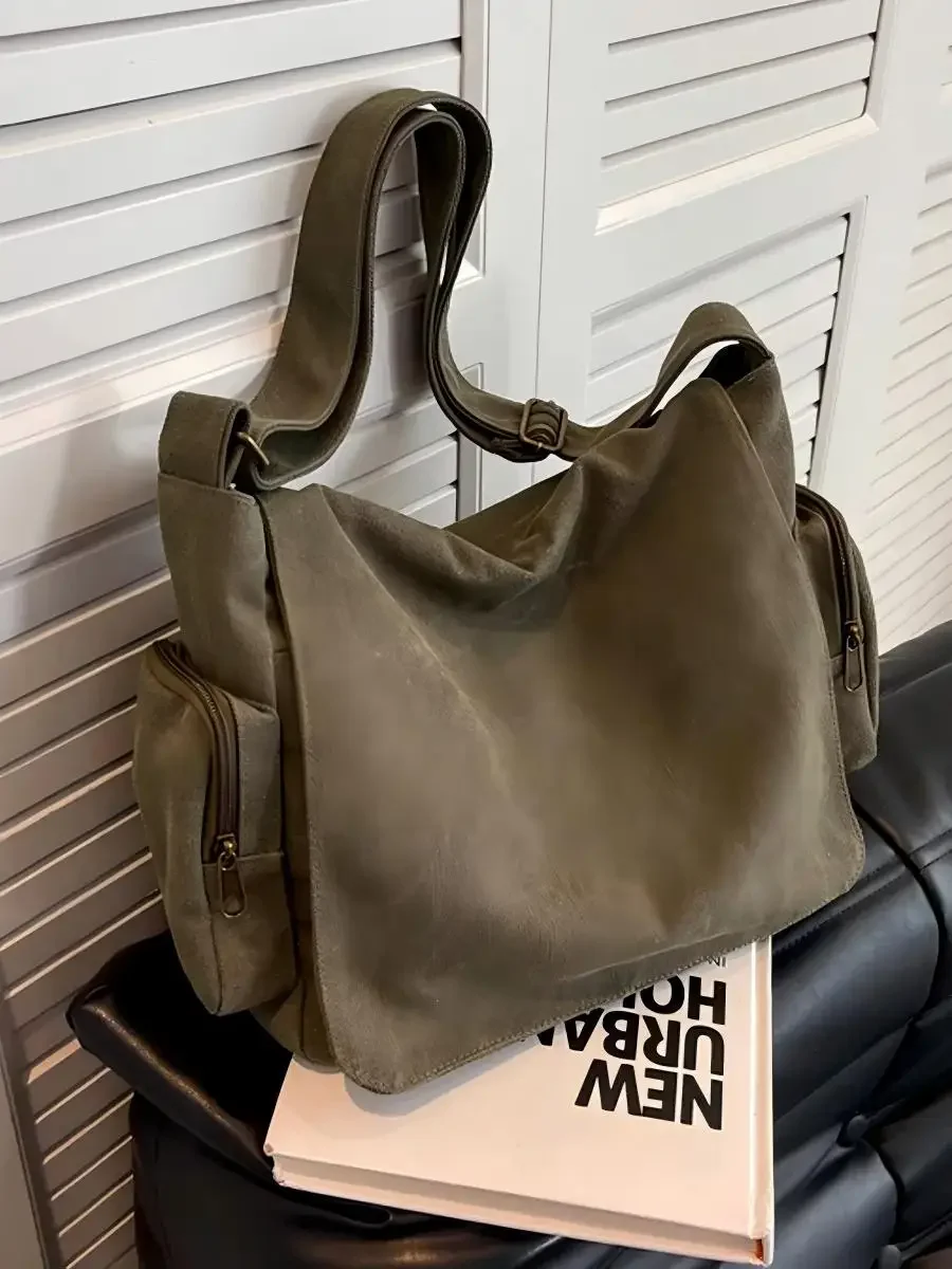 Vintage Damen Canvas Tasche Mehrere Taschen Umhängetasche Armee Grün Weibliche Messenger Bag Laptop Umhängetasche Pendeln