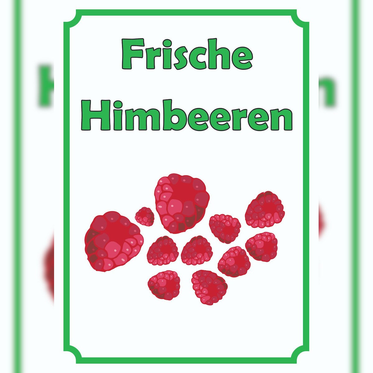 HB-Druck Frische Himbeeren Schild Hochkant A4 Rückseite selbstklebend Image