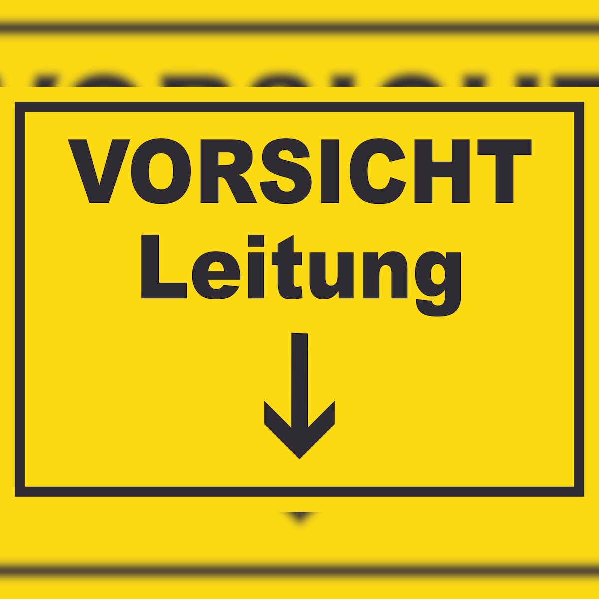 HB-Druck Vorsicht Leitung mit Richtungspfeil unten Schild A0 Rückseite selbstklebend Image