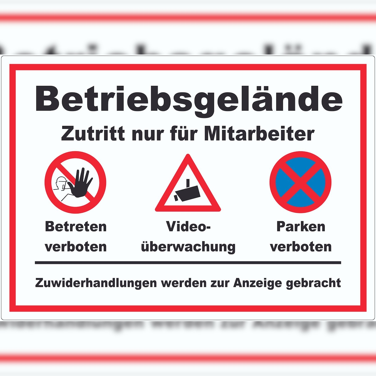 HB-Druck Aufkleber Betriebsgelände Mitarbeiter Betreten Video Parken A8 (52x74mm) Image