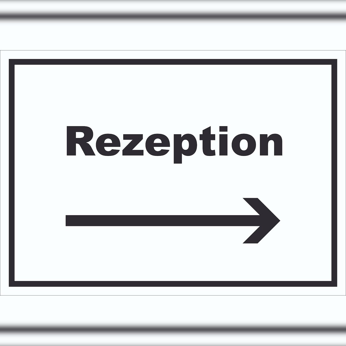 HB-Druck Rezeption Schild mit Text und Richtungspfeil rechts Anmeldung Eingang waagerecht A5 (148x210mm) Image
