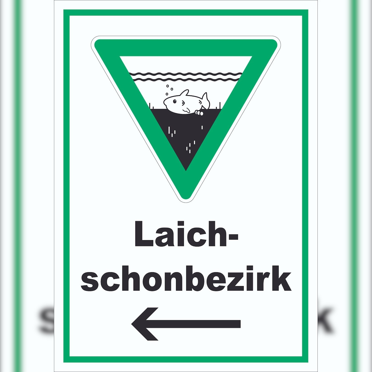 HB-Druck Laichschonbezirk Richtungspfeil links Schild A1 Rückseite selbstklebend Image