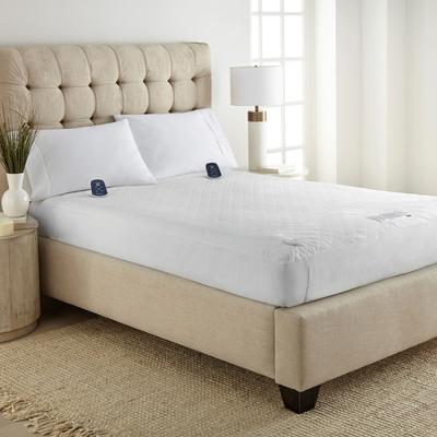 Micro Flannel® Deep Pocket Electric Mattress Pad by BrylaneHome in White (Size QUEEN)