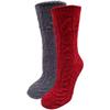 Kuschelsocken CAPELLI NEW YORK, Damen, Gr. 39-42, bunt (blau, dunkelrot), Polyester, unifarben, Zopfmuster, Socken, mit Zopfmuster