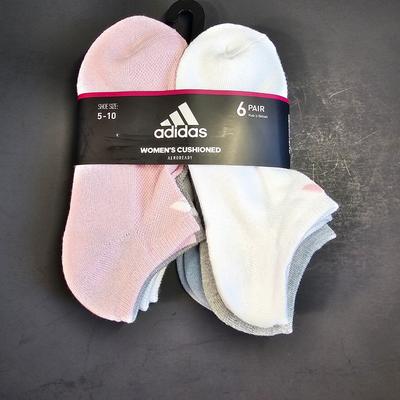 Adidas Accessories | Adidas Aeroready Cushioned No Show Socks Women's 6 Pair Size 5-10 | Color: Pink/White | Size: Os