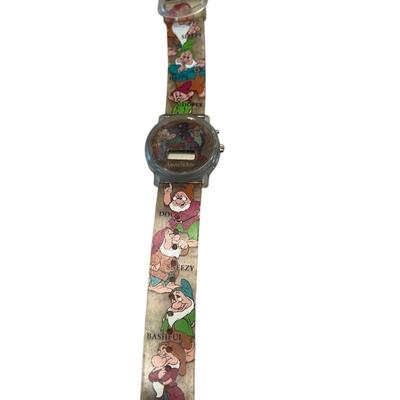 Disney Accessories | Vintage Disney Snow White & Seven Dwarfs Watch Hologram Kids Wristwatch Tested | Color: Red/White | Size: Os