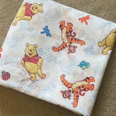 Disney Bedding | 1990s Vintage Disney Winnie The Pooh & Tigger Twin Bed Sheet & Bonus Book | Color: White/Yellow | Size: Twin