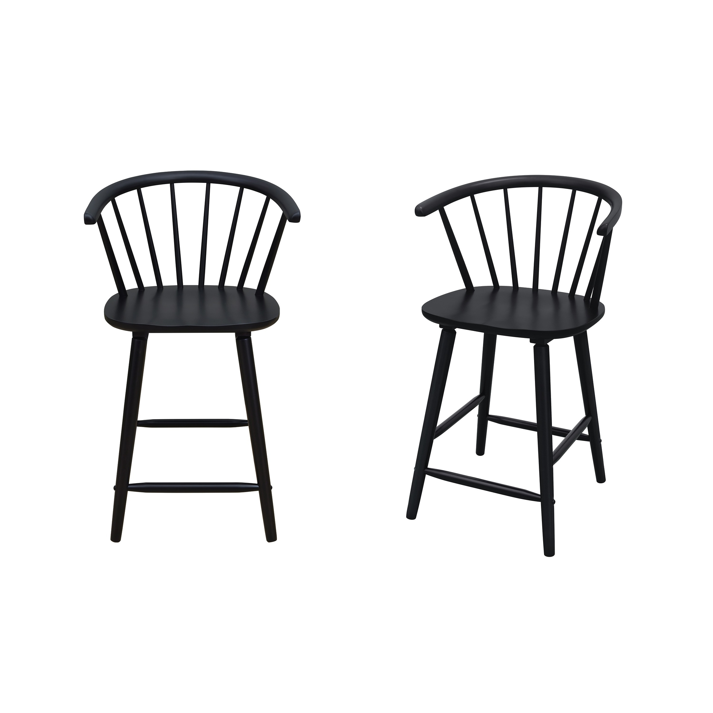 2pc Black Contemporary Counter Height Stool Chair Spindle Back Wooden Kitchen Dining Room Furniture