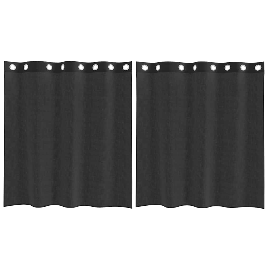 vidaXL Voile Vorhänge mit Ösen 2 Stk. Schwarz 140x140 cm Image